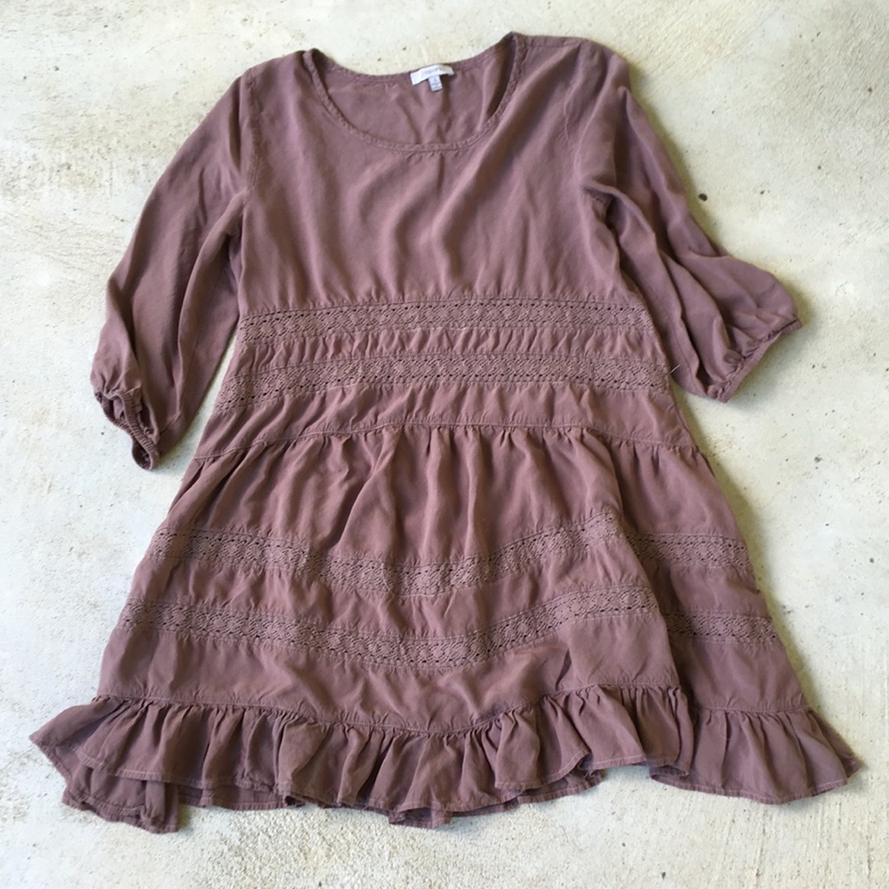 Women's tunic S Crochet Lace Boho 3/4 Sleeve flowy dress